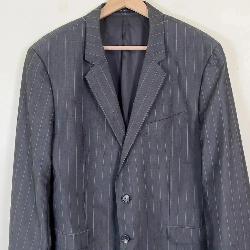 Hugo Boss Ryan/Win Mohair Wool Slim Fit Striped Double Button Blazer